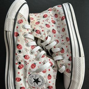 Converse Red and Black Ladybug High-Tops